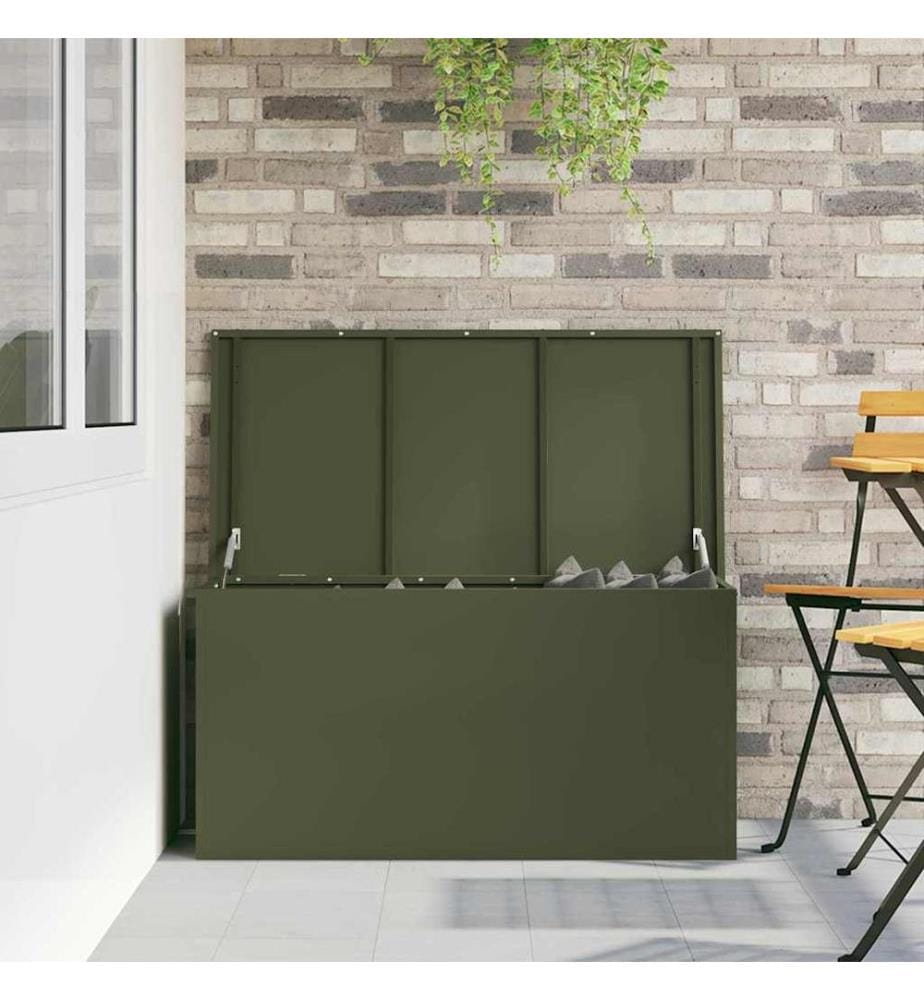 Boîte de Rangement Extérieure Vert olive 100 x 50,5 x 50 cm