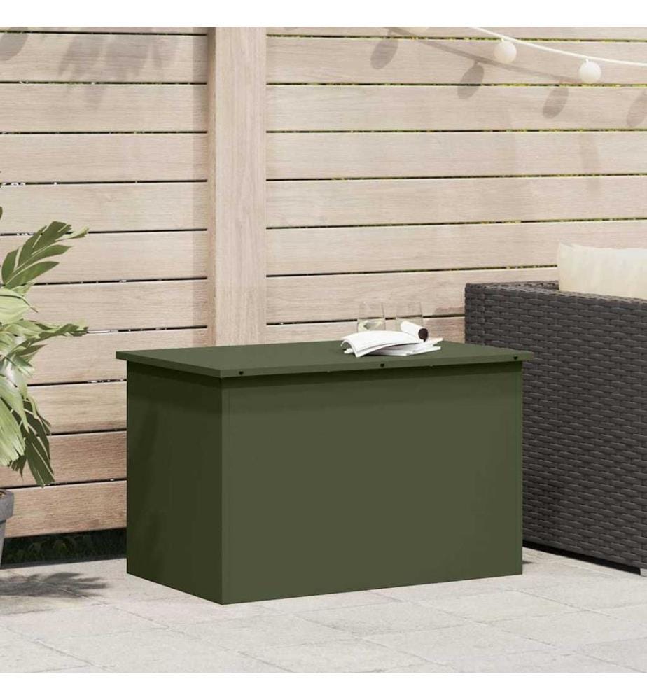 Boîte de Rangement Extérieure Vert olive 80 x 50,5 x 50 cm