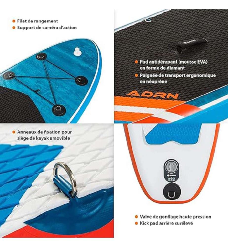 Aufblasbares Stand-up-Paddleboard 10'6 mit Pumpe, Paddel, Leash und Tragetasche