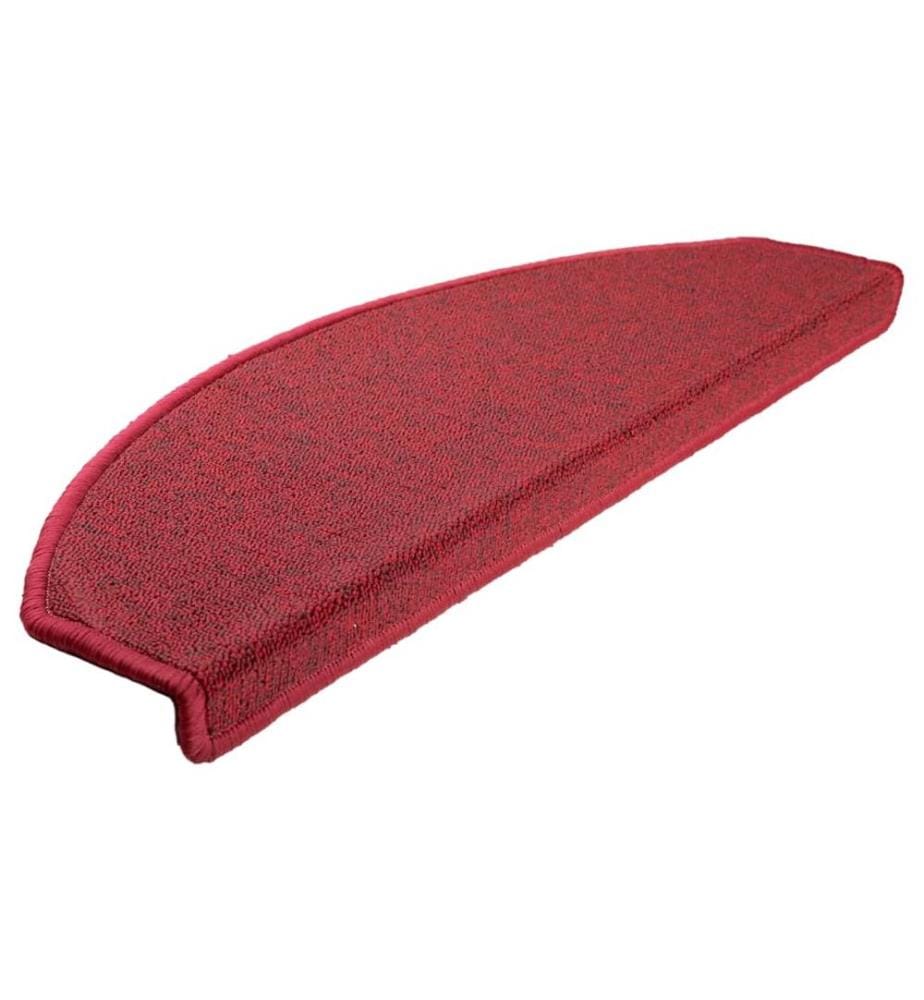 Tapis d'escalier 15 pièces 65 x 24 x 4 cm Bordeaux Demi-rond Grand