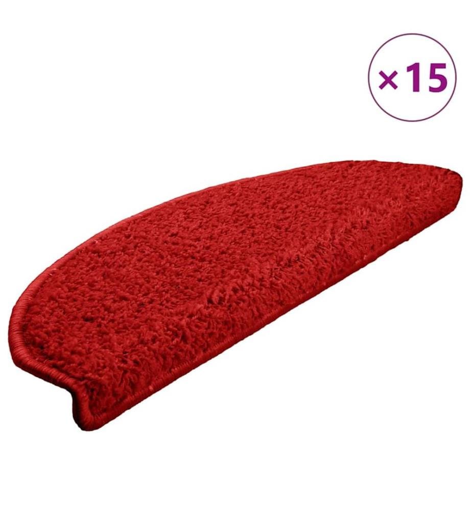 Tapis d'escalier 15 pièces 65 x 21 x 4 cm Rouge Demi-rond Grand