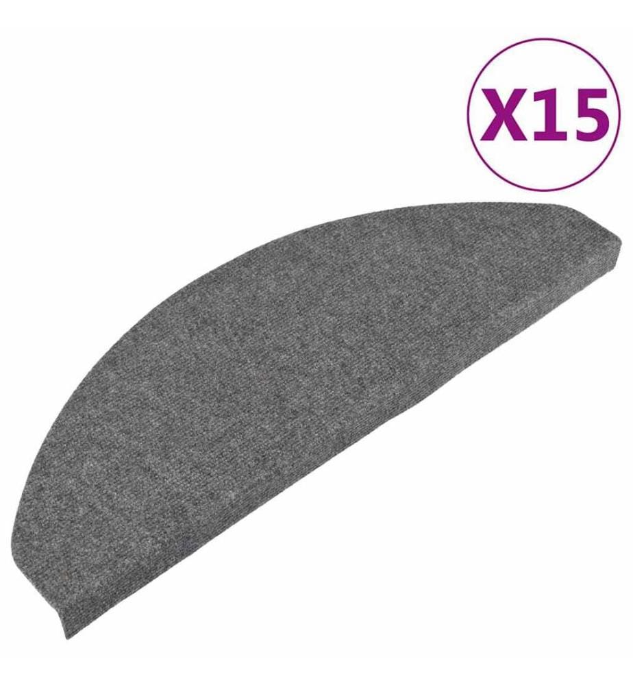 Tapis d'escalier autocollants 15 pcs 65x22,5x3,5 cm Gris