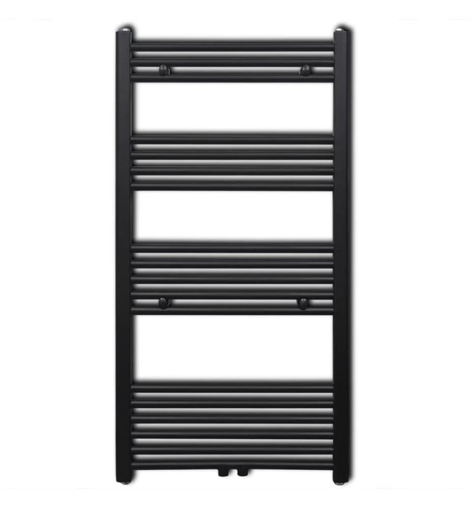 Sèche-serviettes eau chaude à rails droits noir 600x1160 mm