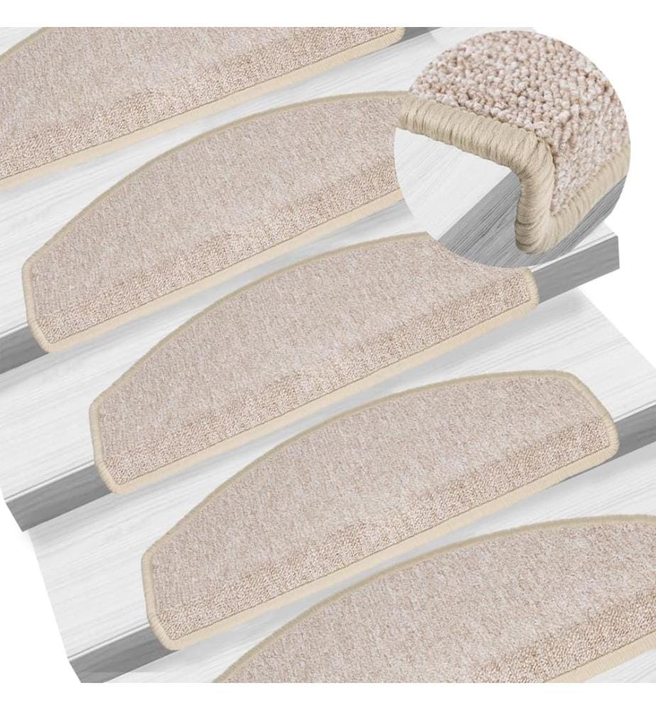 Tapis d'escalier 10 pièces 65 x 24 x 4 cm Taupe Demi-rond Grand