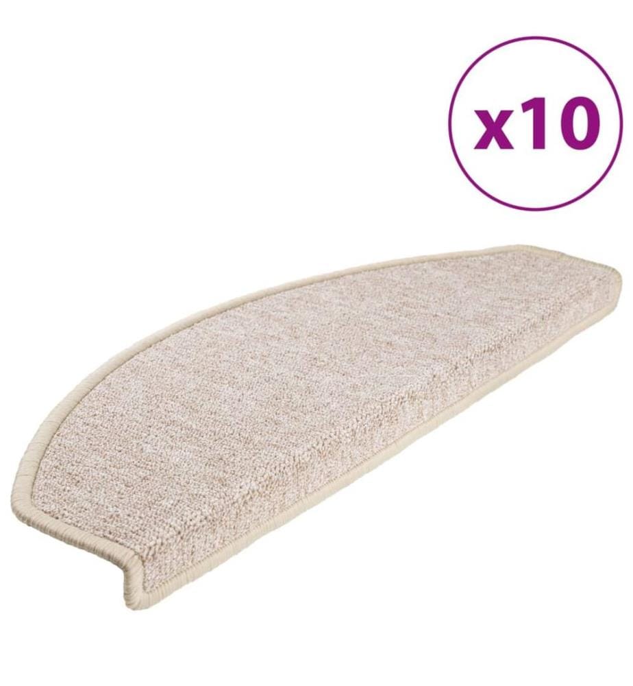 Tapis d'escalier 10 pièces 65 x 24 x 4 cm Taupe Demi-rond Grand