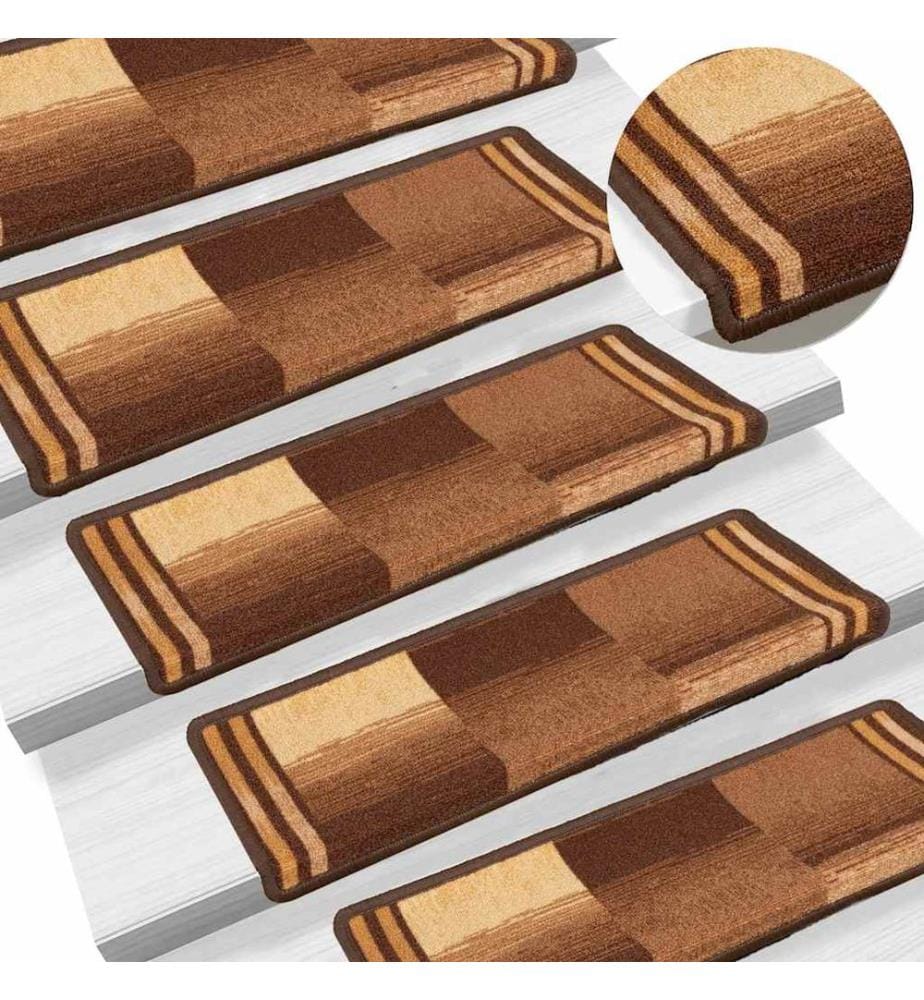 Tapis d'escalier autoadhésifs 5 pcs 65x21x4 cm Marron