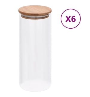 Pots de conservation en verre couvercle en bambou 6 pcs 1000 ml
