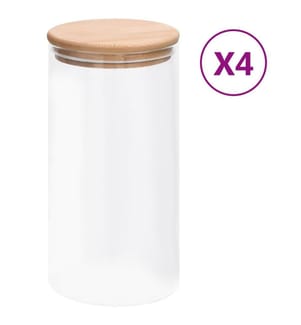 Pots de conservation en verre couvercle en bambou 4 pcs 1200 ml