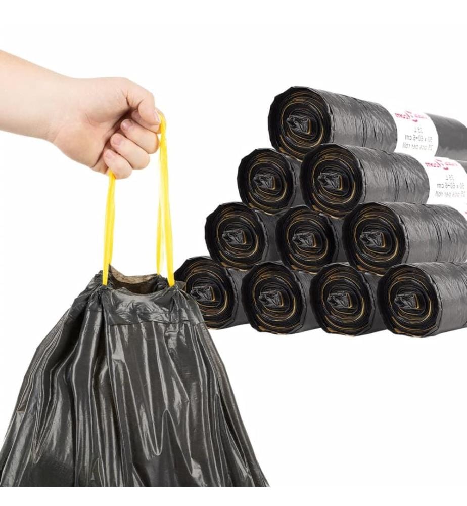Müllsäcke mit Zugband 250 Stk. Schwarz 35 L