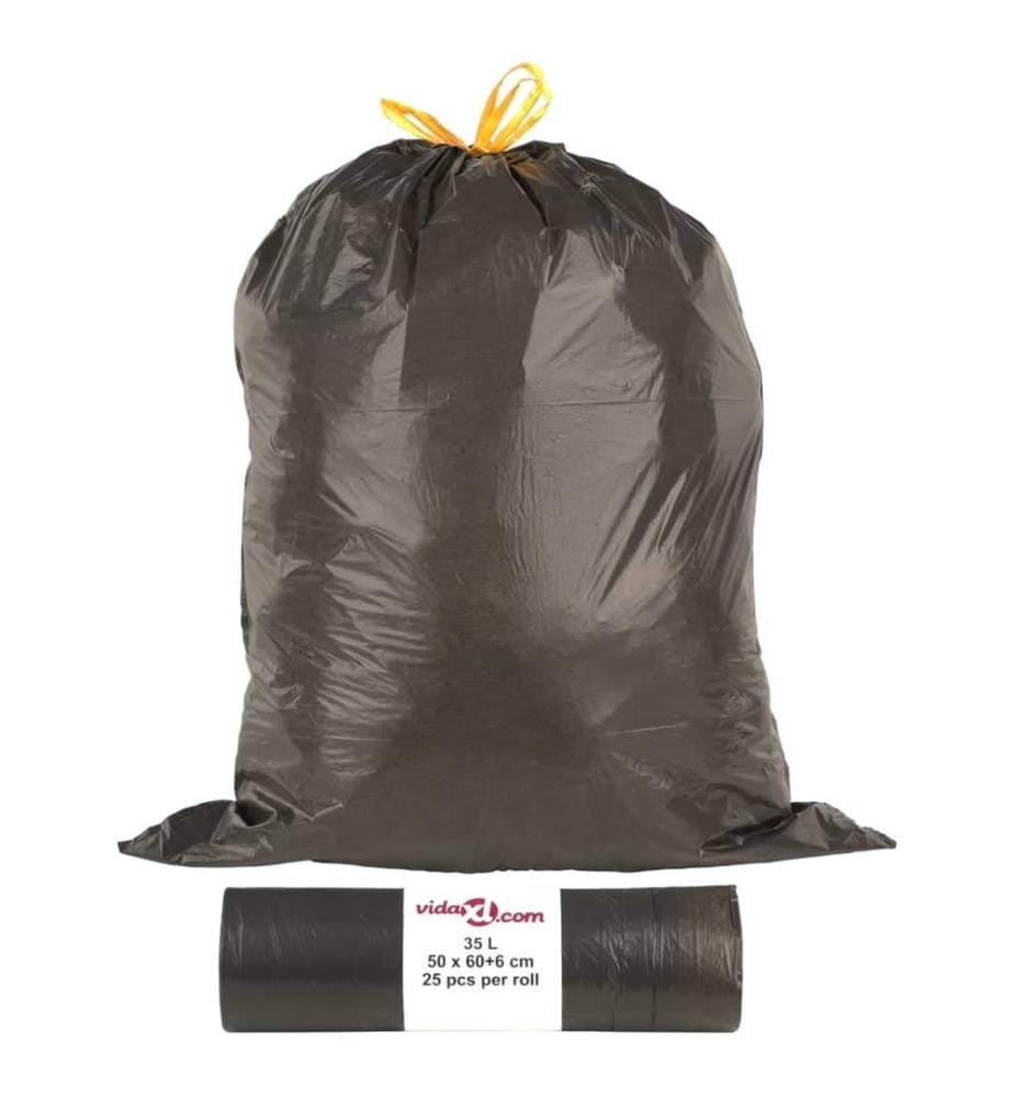 Müllsäcke mit Zugband 250 Stk. Schwarz 35 L