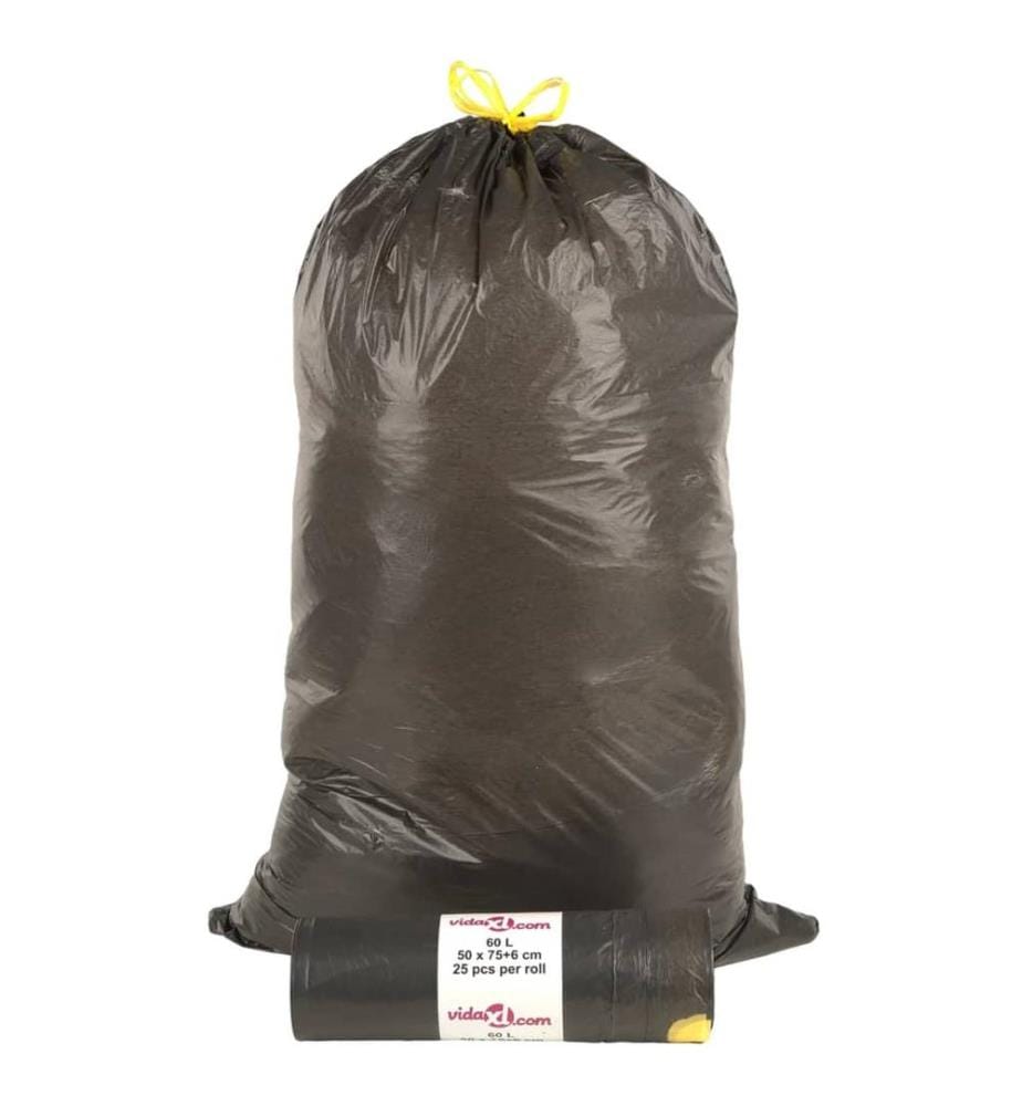 Müllsäcke mit Zugband 250 Stk. Schwarz 60 L