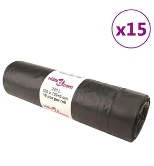 Sacs poubelles avec cordons 150 pcs noir 240 L