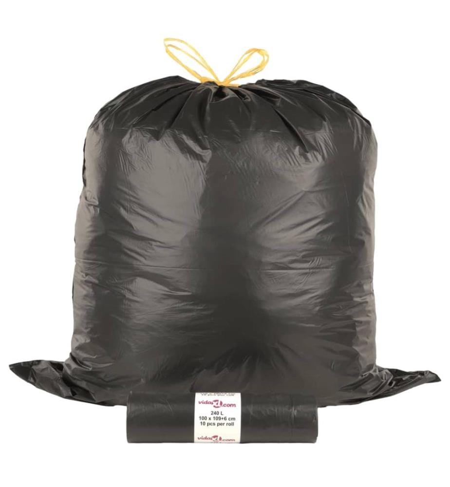 Müllsäcke mit Zugband 150 Stk. Schwarz 240 L