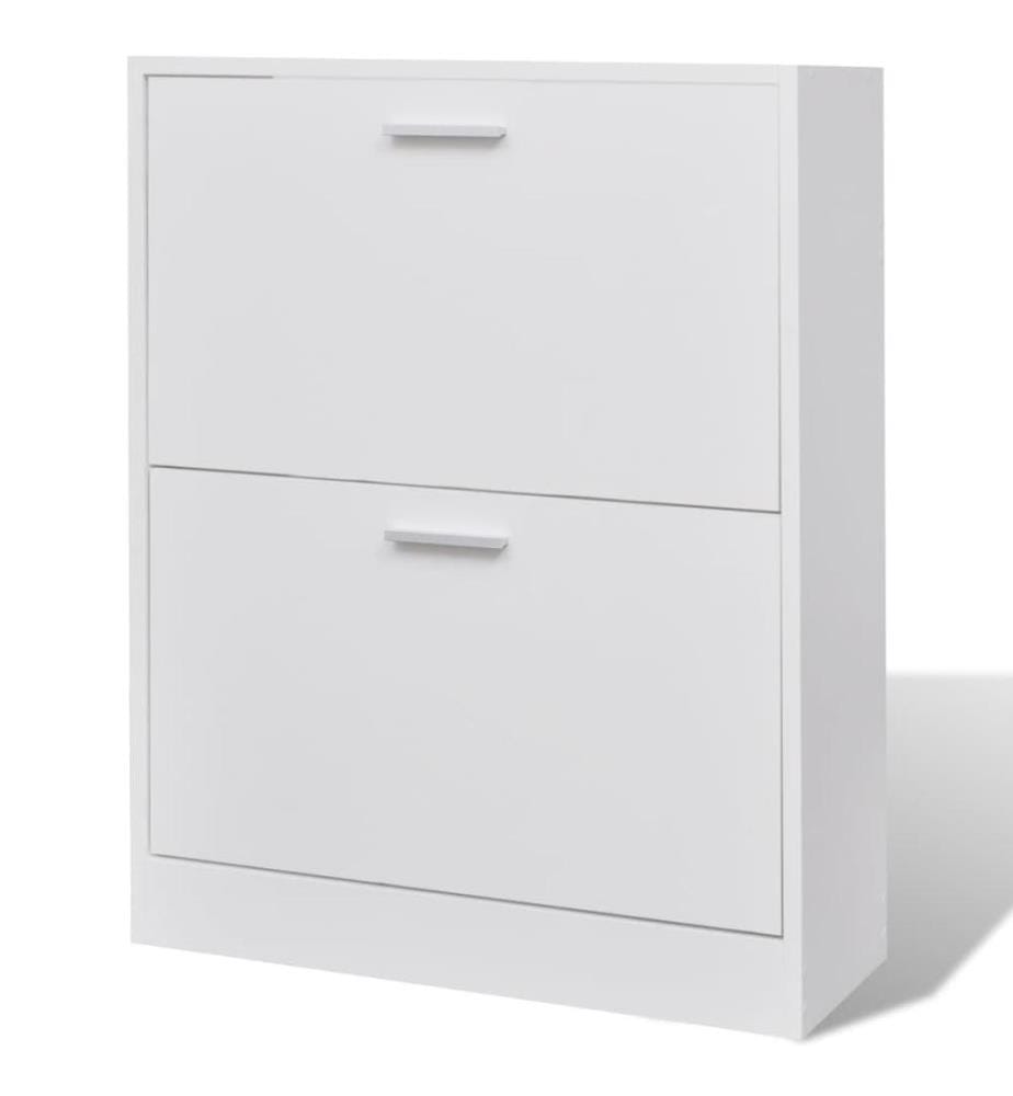 Weisser Holz-Schuhschrank mit 2 Schuhkippern
