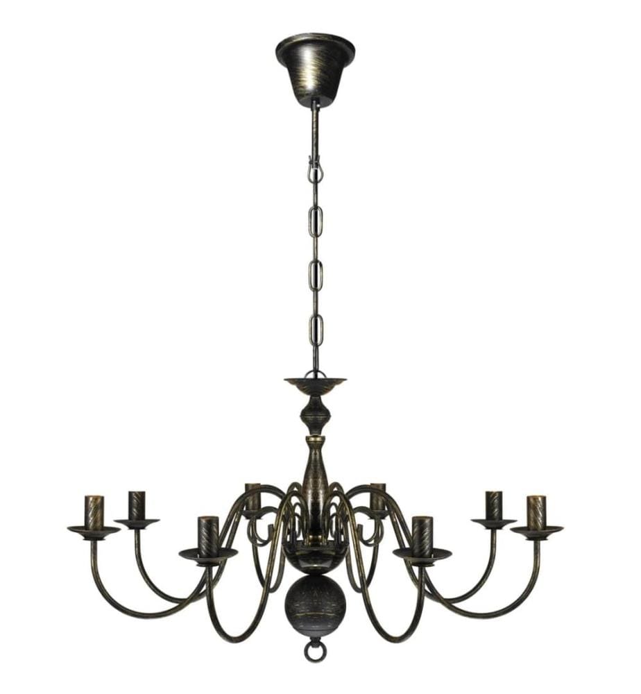 Lustre en métal noir antique 8 x E14 ampoules