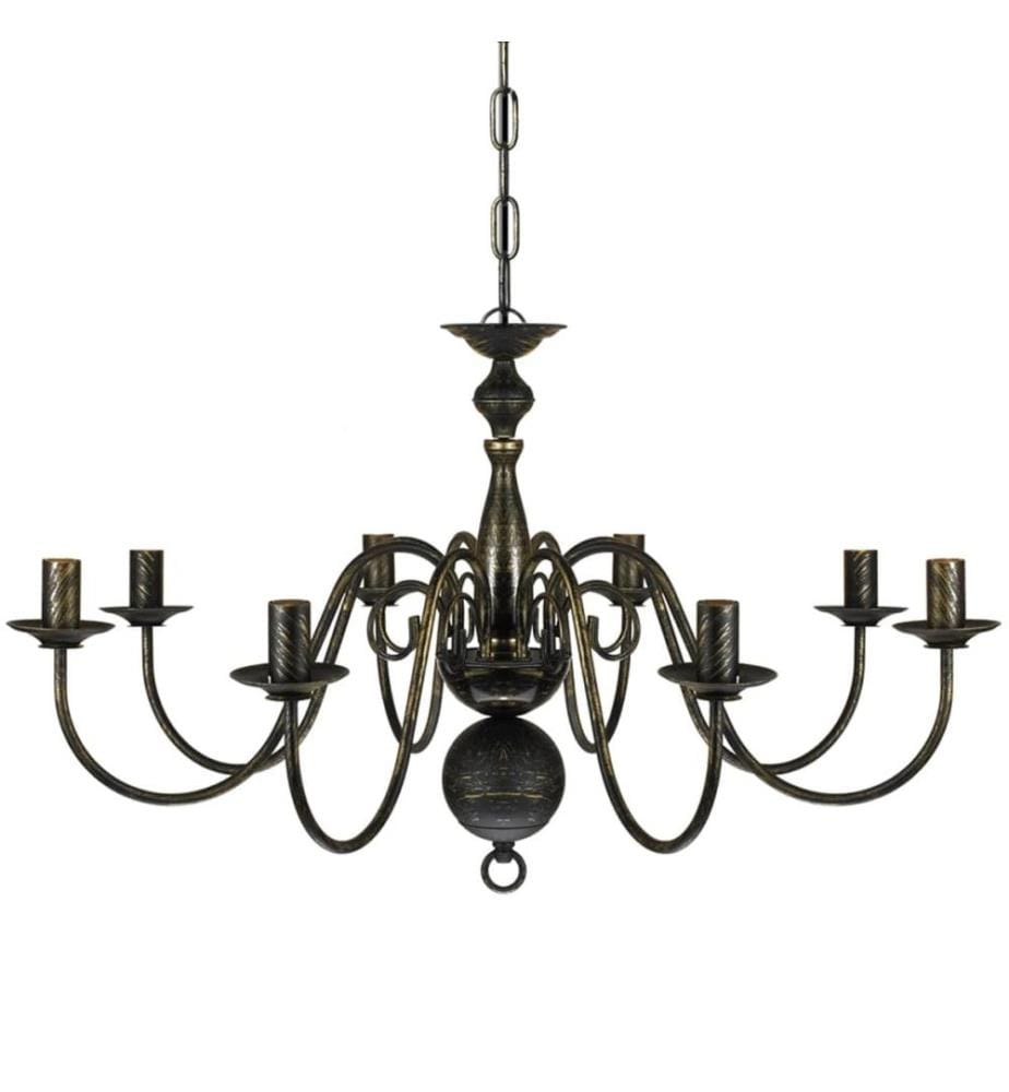 Lustre en métal noir antique 8 x E14 ampoules