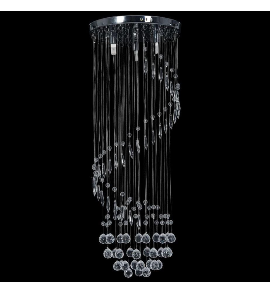 Plafonnier avec perles de cristal Argenté Spirale G9