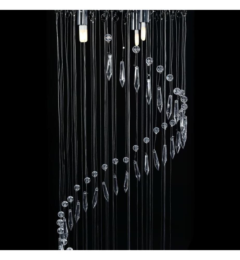 Plafonnier avec perles de cristal Argenté Spirale G9