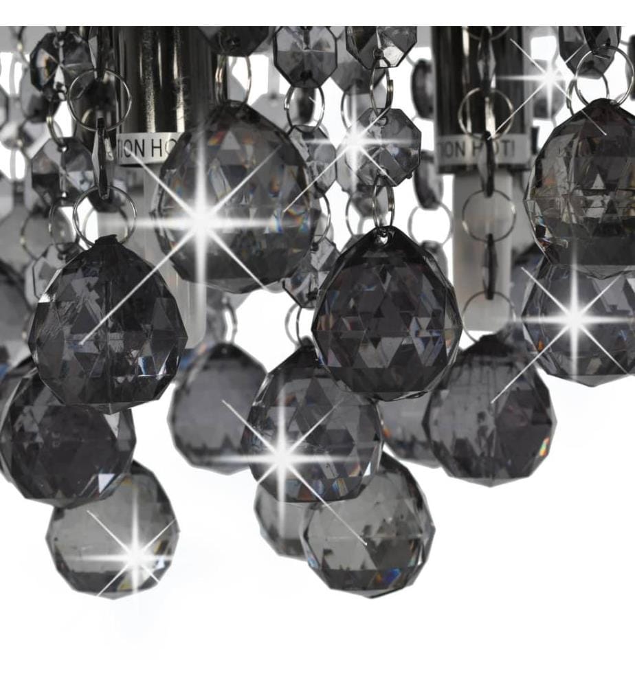 Plafonnier avec perles fumées Noir Rond G9