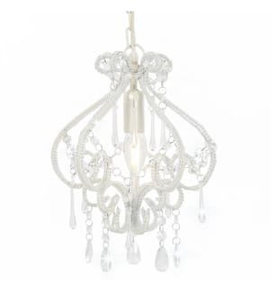 Plafonnier avec perles Blanc Rond E14