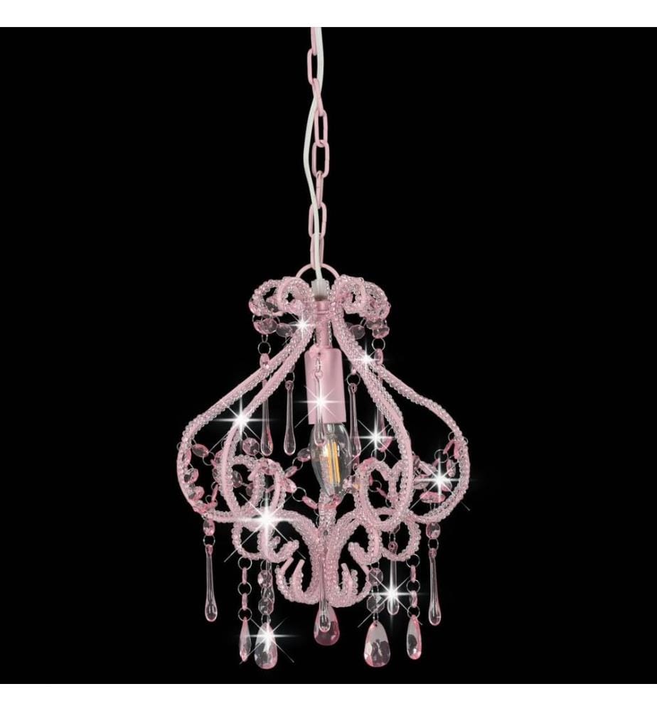 Plafonnier avec perles Rose Rond E14