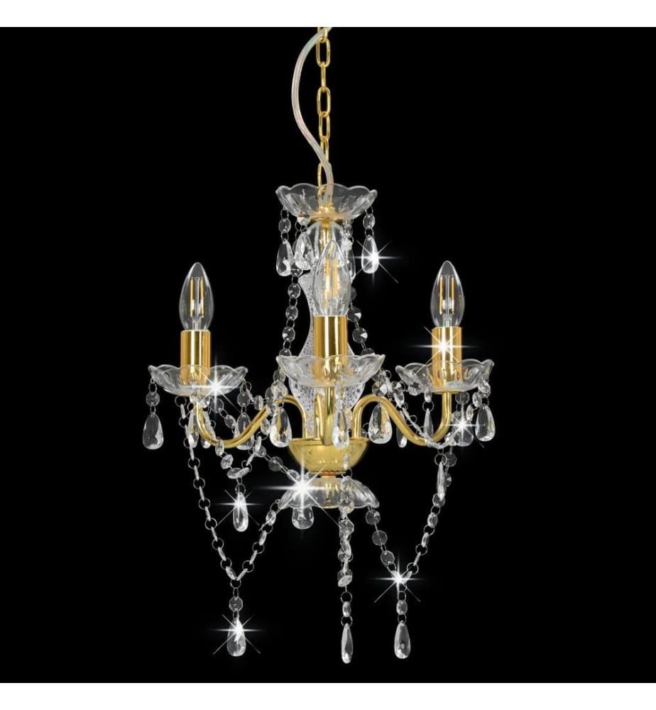 Lustre avec perles Doré Rond 3 x E14