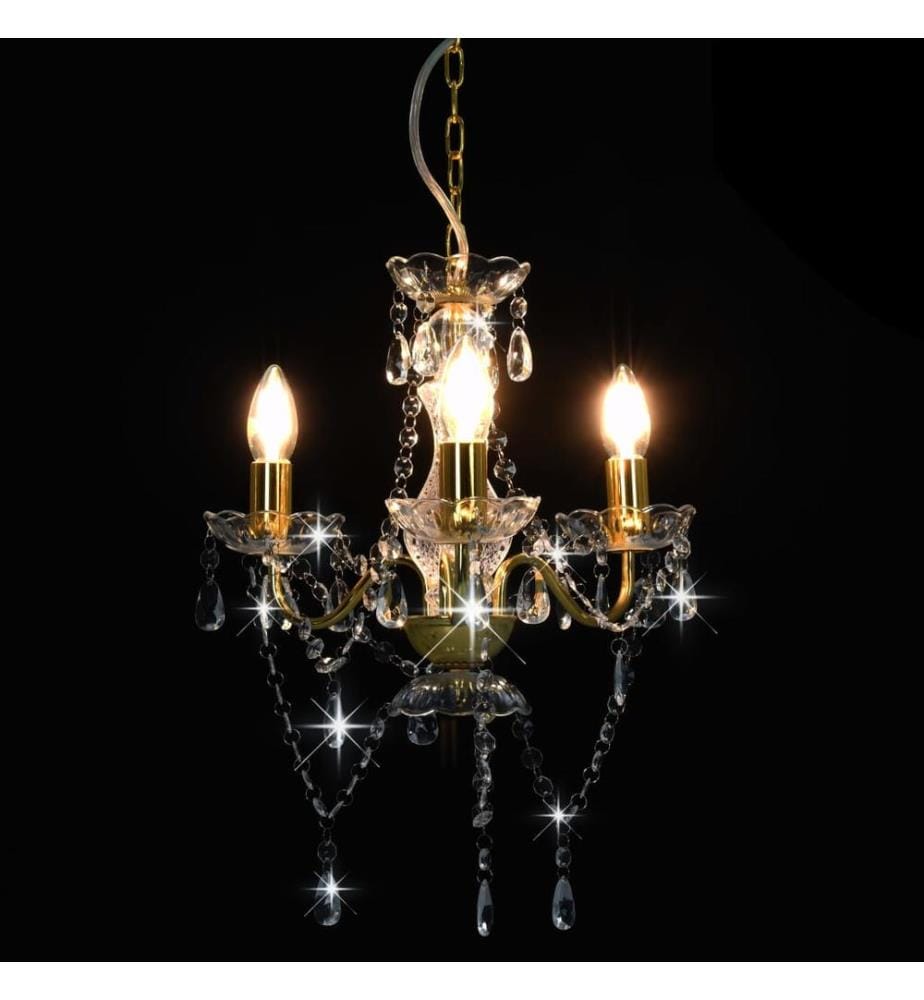 Lustre avec perles Doré Rond 3 x E14