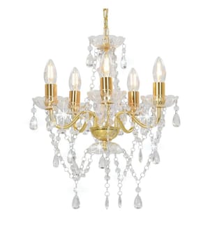 Lustre avec perles de cristal Doré Rond 5 x E14
