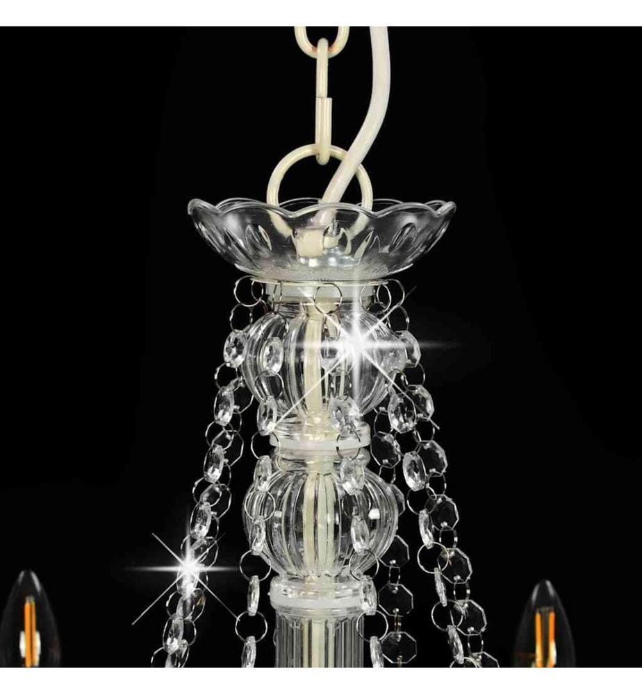 Lustre avec perles Blanc 8 ampoules E14