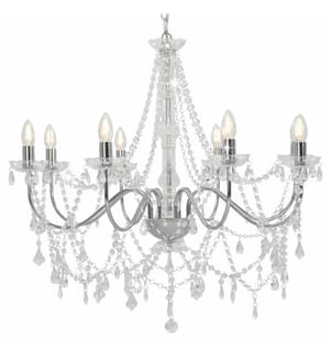 Lustre avec perles Argenté 8 ampoules E14