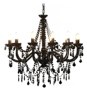 Lustre avec perles Noir 12 ampoules E14