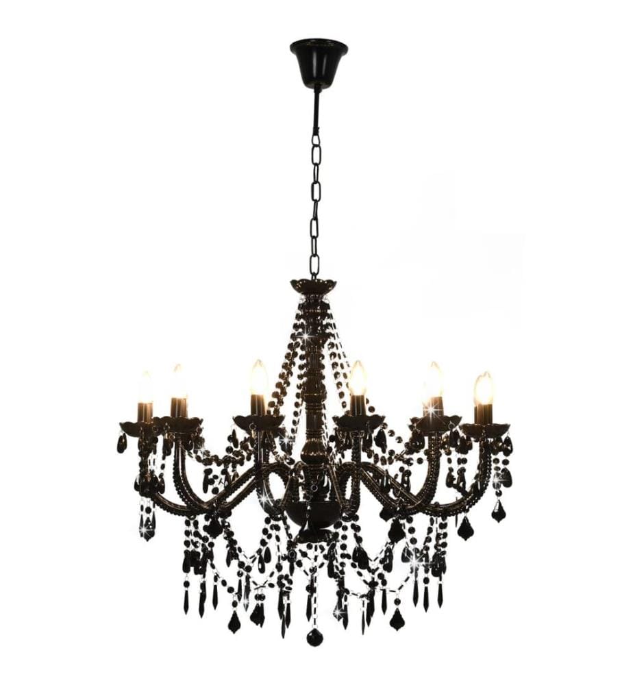 Lustre avec perles Noir 12 ampoules E14