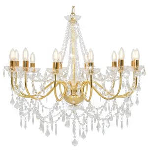 Lustre avec perles Doré 12 ampoules E14