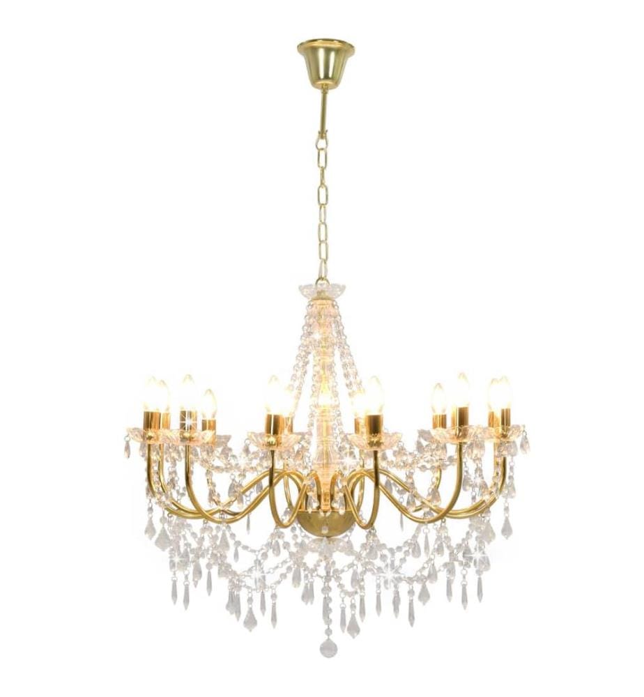 Lustre avec perles Doré 12 ampoules E14