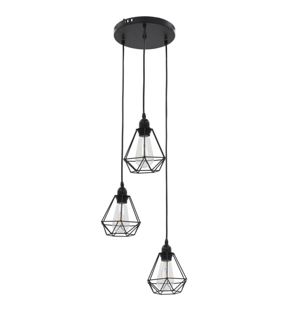 Deckenleuchte mit Diamant-Design Schwarz 3 x E27 Glühbirnen