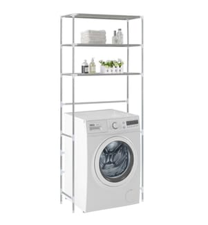Waschmaschinenregal 3 Ablagen Silbern 69x28x169 cm