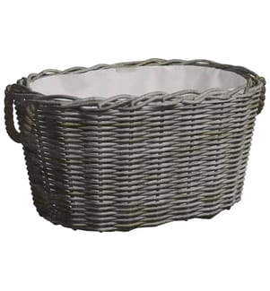 Holzkorb mit Tragegriffen 59x42x28 cm Grau Weide