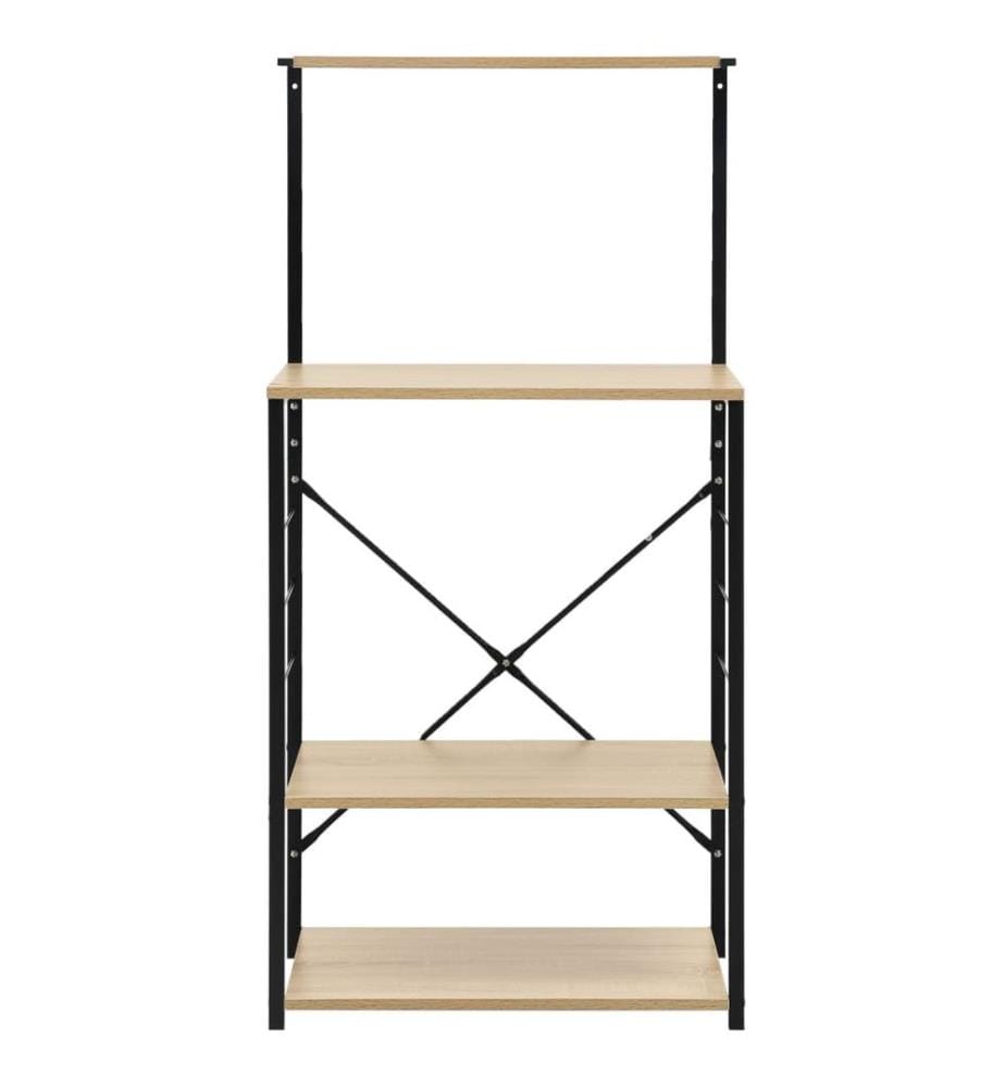 Armoire à micro-ondes noir et chêne 60x39,6x123 cm