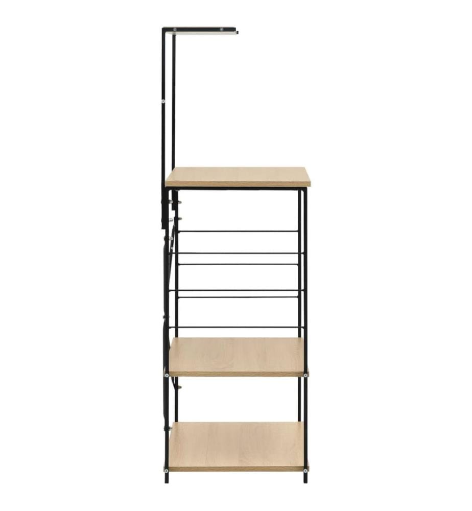 Armoire à micro-ondes noir et chêne 60x39,6x123 cm