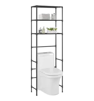 Toilettenregal 3 Ablagen Schwarz 53x28x169 cm