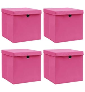 Aufbewahrungsboxen mit Deckeln 4 Stk. Rosa 32x32x32 cm Stoff