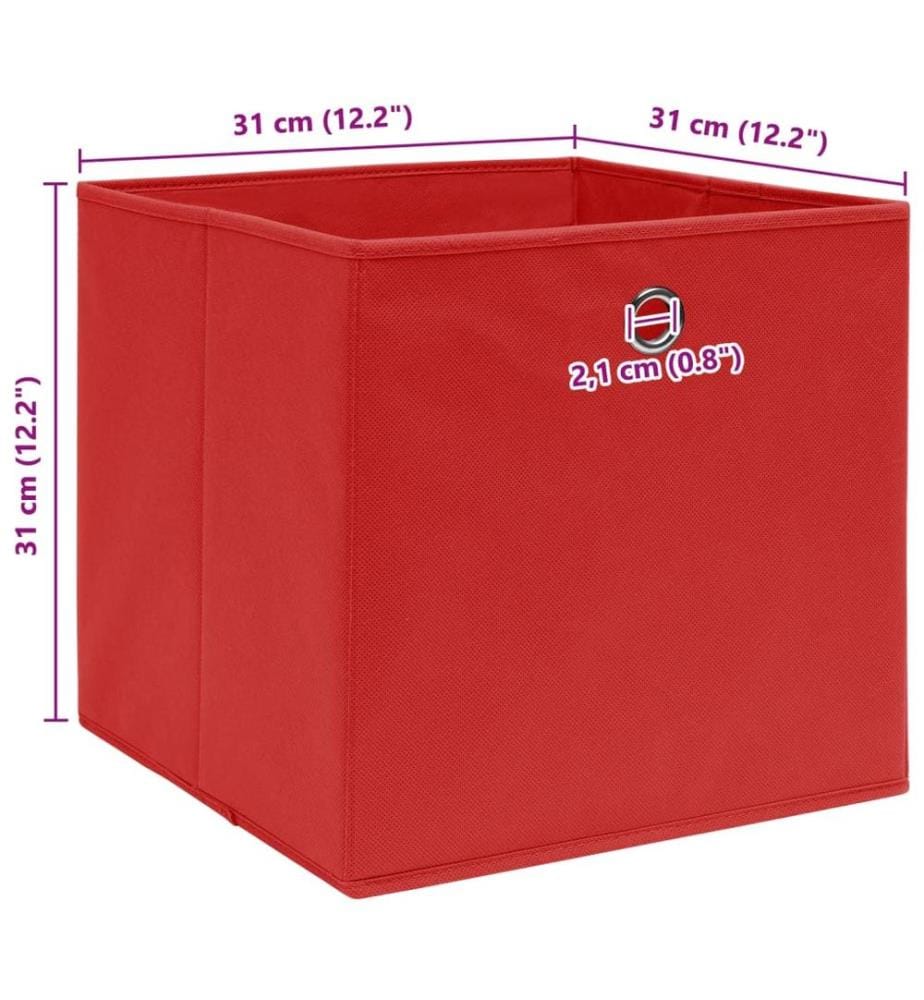 Boîtes de rangement 4 pcs Rouge 32x32x32 cm Tissu