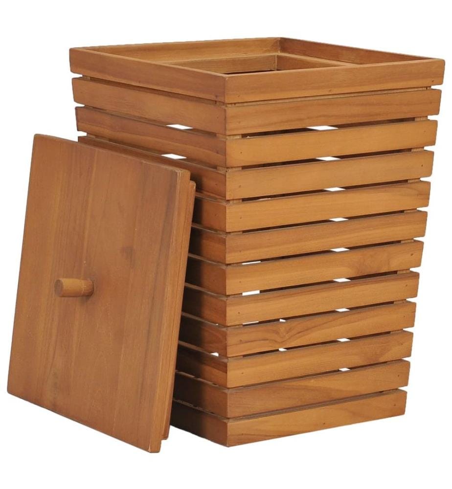 Wäschekorb 30×30×45 cm Teak Massivholz