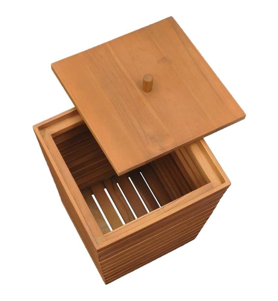 Wäschekorb 30×30×45 cm Teak Massivholz