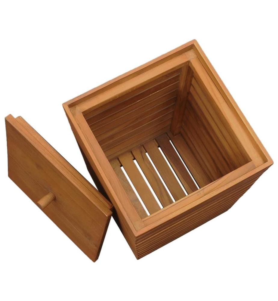 Wäschekorb 30×30×45 cm Teak Massivholz