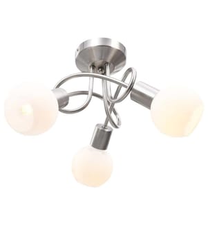 Plafonnier avec abat-jour en verre 3 ampoules E14 Blanc  Bol