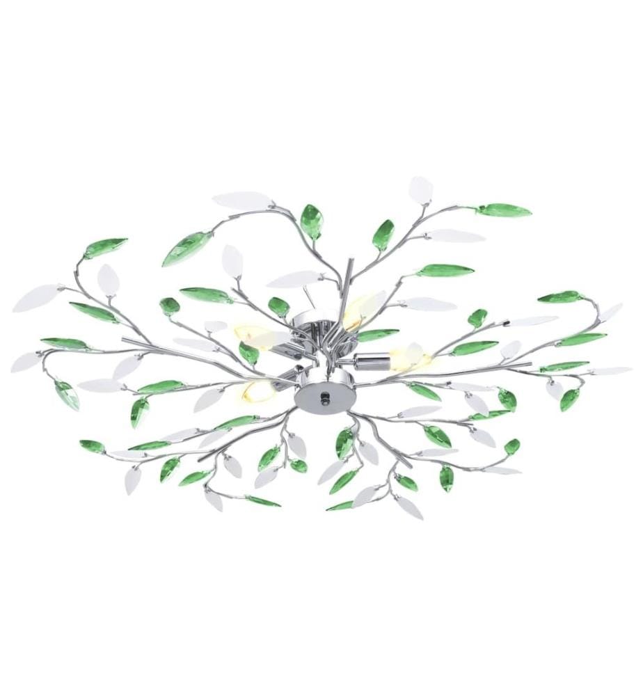 Deckenleuchte mit Acrylglas-Blätter für 5 x E14-Lampen Grün