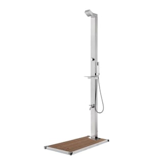 Douche de jardin avec base marron 225 cm Acier inoxydable