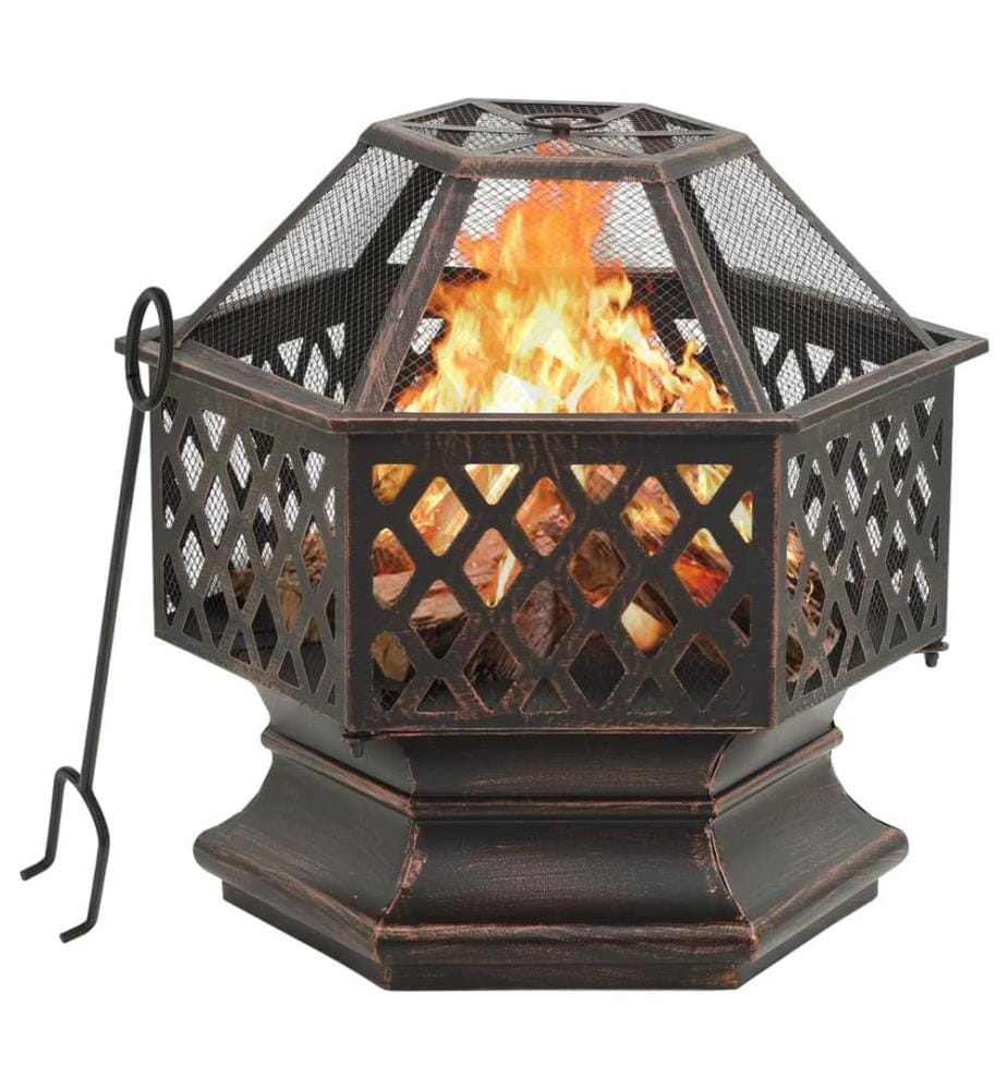 Foyer rustique avec tisonnier 62x54x56 cm XXL Acier