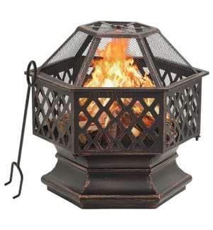 Foyer rustique avec tisonnier 62x54x56 cm XXL Acier